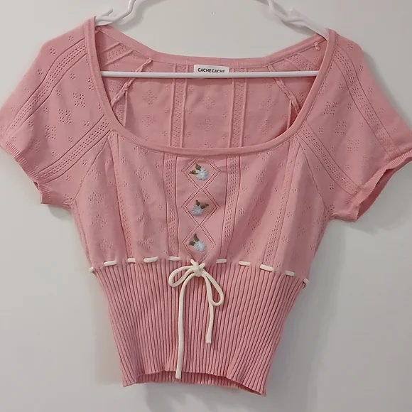 Cache Cache Pink Crop Sweater - Picture 10 of 12